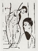 Ernst Ludwig Kirchner Artist and female modell painting